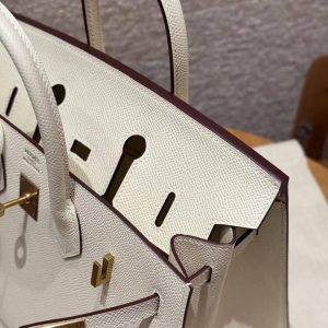 Hermès Birkin 25 Bag Handmade In Epsom Calfskin Leather Gold Hardware I2 Nata - Image 11