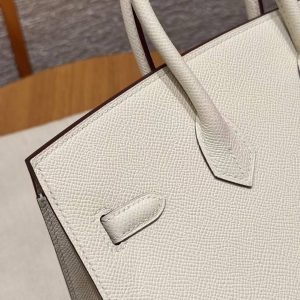 Hermès Birkin 25 Bag Handmade In Epsom Calfskin Leather Gold Hardware I2 Nata - Image 6