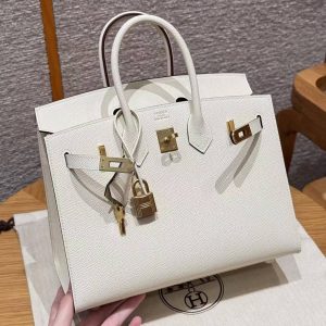 Hermès Birkin 25 Bag Handmade In Epsom Calfskin Leather Gold Hardware I2 Nata - Image 3