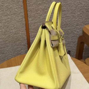 Alternative view of Hermes Birkin 25 Bag Handmade In Epsom Calfskin Leather Silver Hardware 9R Lime