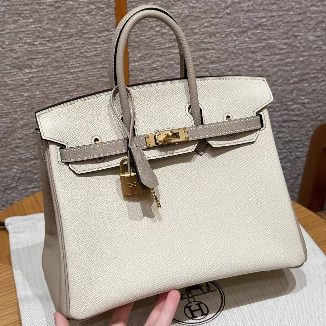 Hermès Birkin 25 Bag Handmade In Epsom Leather Gold Hardware 10 Craie S2 Trench