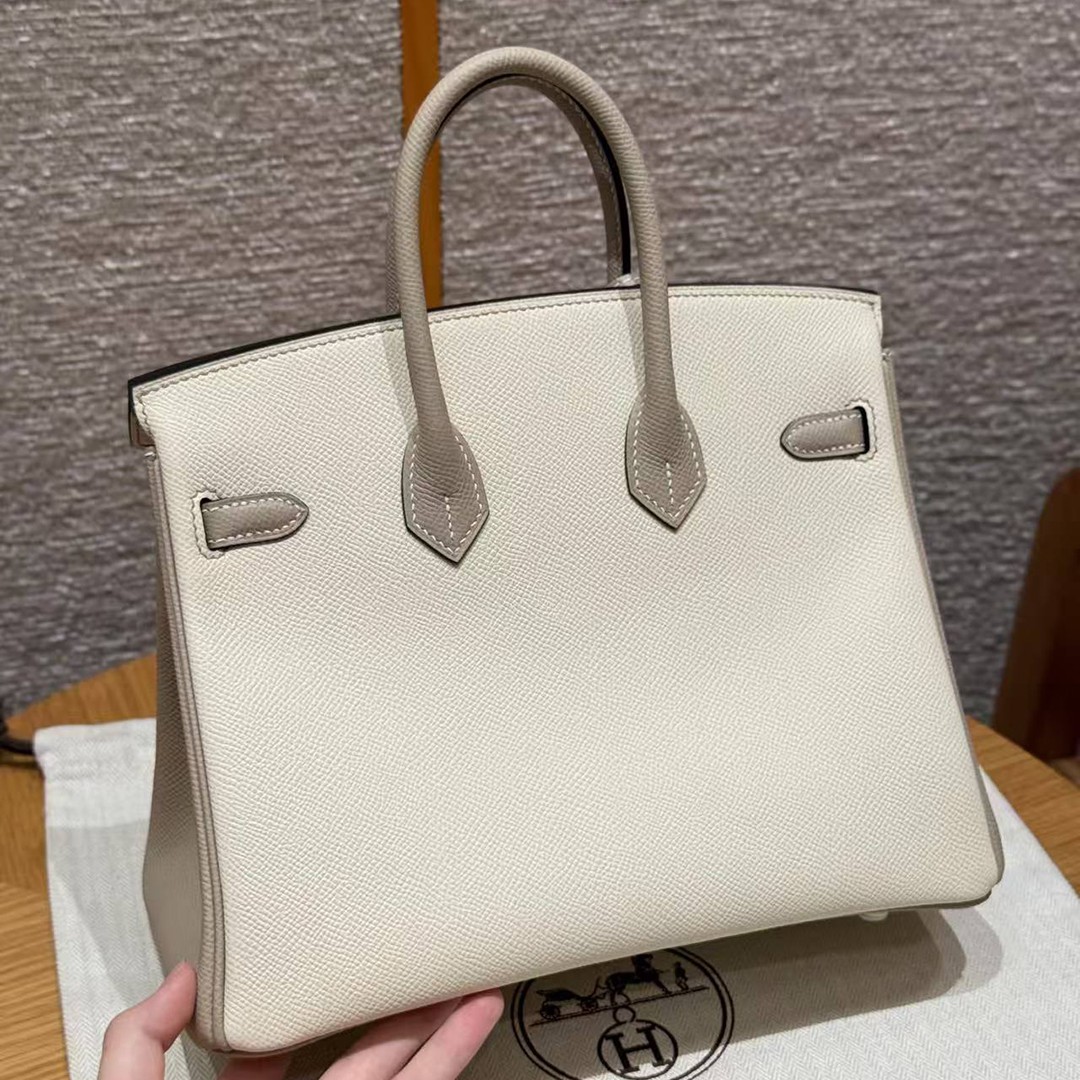 Hermès Birkin 25 Bag Handmade In Epsom Leather Gold Hardware 10 Craie S2 Trench - Image 2