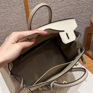 Hermès Birkin 25 Bag Handmade In Epsom Leather Gold Hardware 10 Craie S2 Trench - Image 19