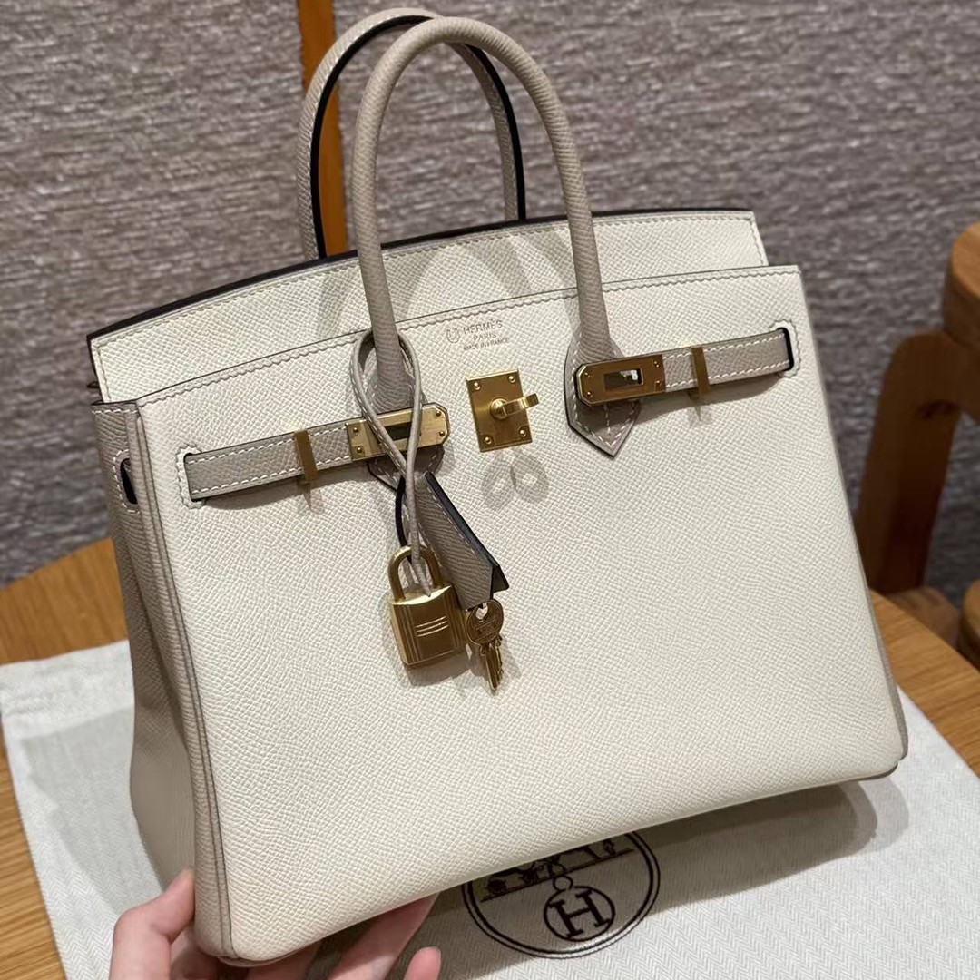 Hermès Birkin 25 Bag Handmade In Epsom Leather Gold Hardware 10 Craie S2 Trench - Image 14