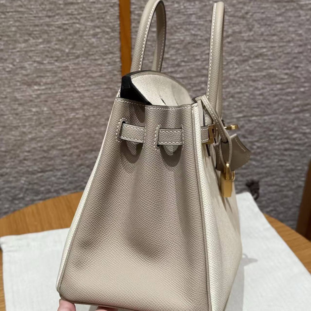 Hermès Birkin 25 Bag Handmade In Epsom Leather Gold Hardware 10 Craie S2 Trench - Image 13
