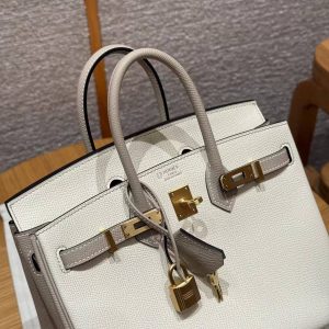 Hermès Birkin 25 Bag Handmade In Epsom Leather Gold Hardware 10 Craie S2 Trench - Image 12