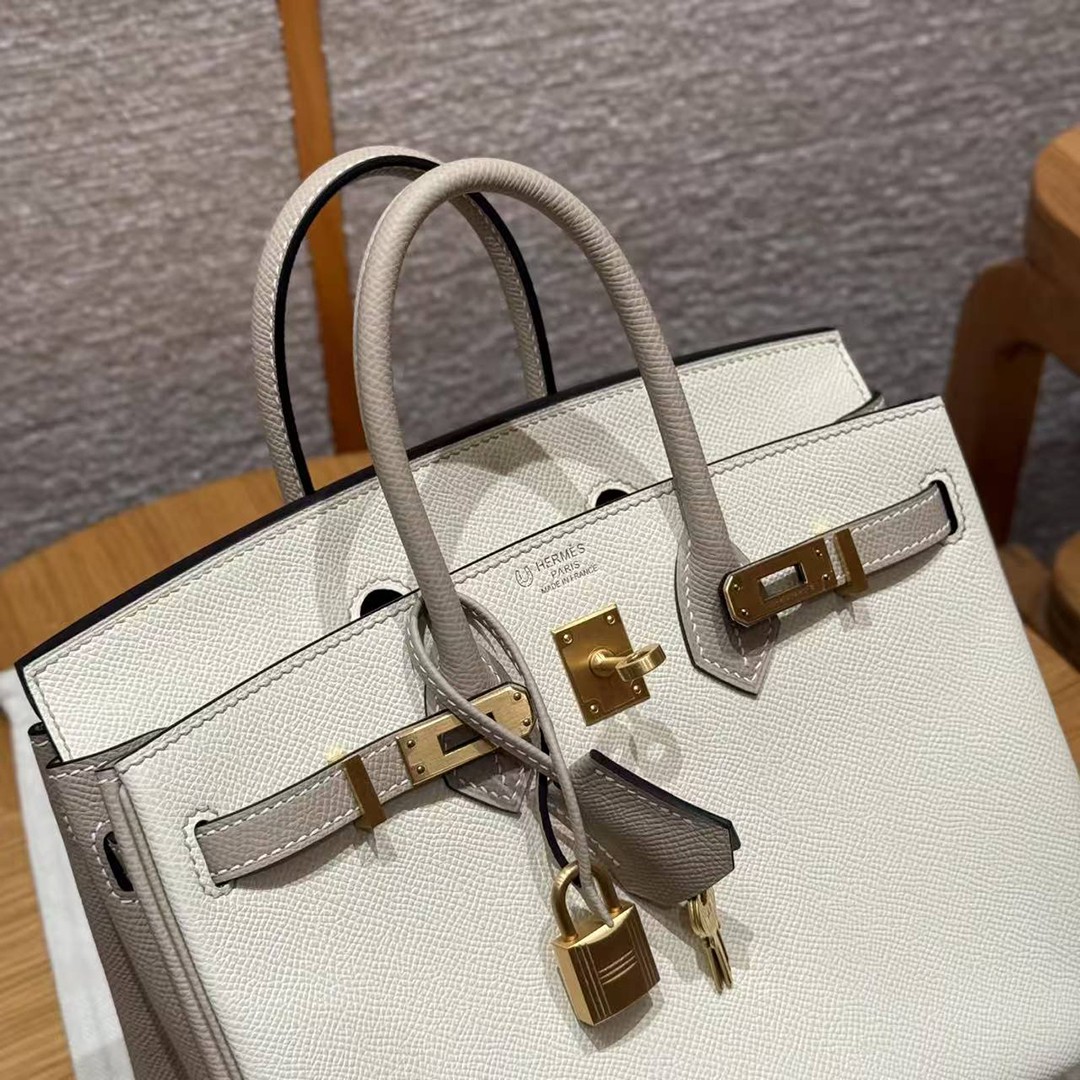 Hermès Birkin 25 Bag Handmade In Epsom Leather Gold Hardware 10 Craie S2 Trench - Image 12