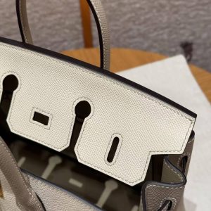 Hermès Birkin 25 Bag Handmade In Epsom Leather Gold Hardware 10 Craie S2 Trench - Image 9