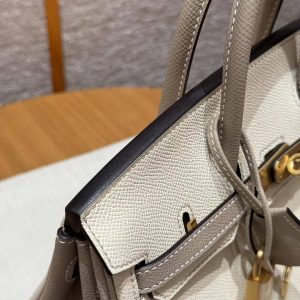 Hermès Birkin 25 Bag Handmade In Epsom Leather Gold Hardware 10 Craie S2 Trench - Image 7