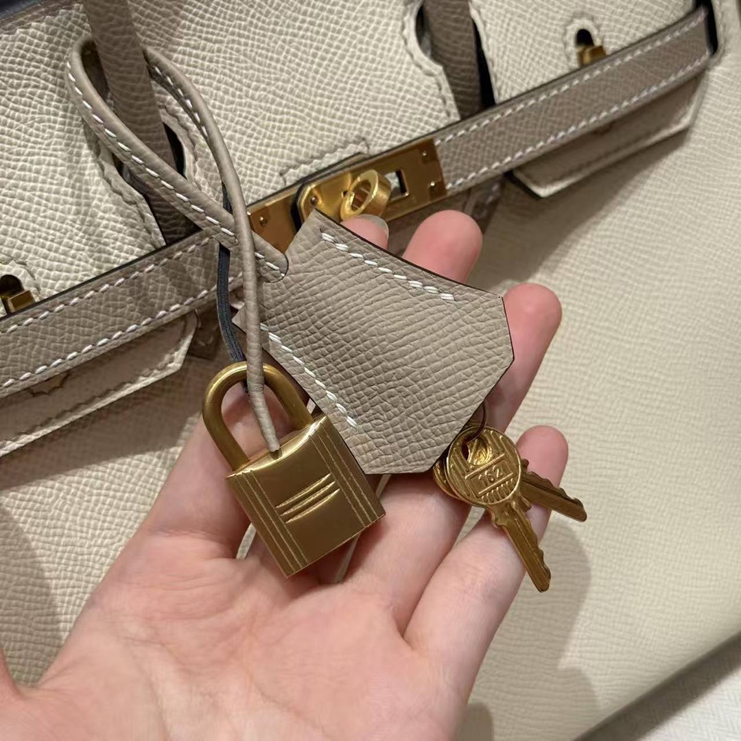 Hermès Birkin 25 Bag Handmade In Epsom Leather Gold Hardware 10 Craie S2 Trench - Image 6