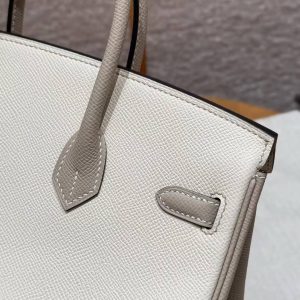 Hermès Birkin 25 Bag Handmade In Epsom Leather Gold Hardware 10 Craie S2 Trench - Image 3