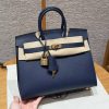 Hermes Birkin 25 Bag Handmade In Epsom Leather Gold Hardware 73 Blue Saphir