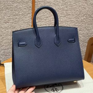 Alternative view of Hermes Birkin 25 Bag Handmade In Epsom Leather Gold Hardware 73 Blue Saphir