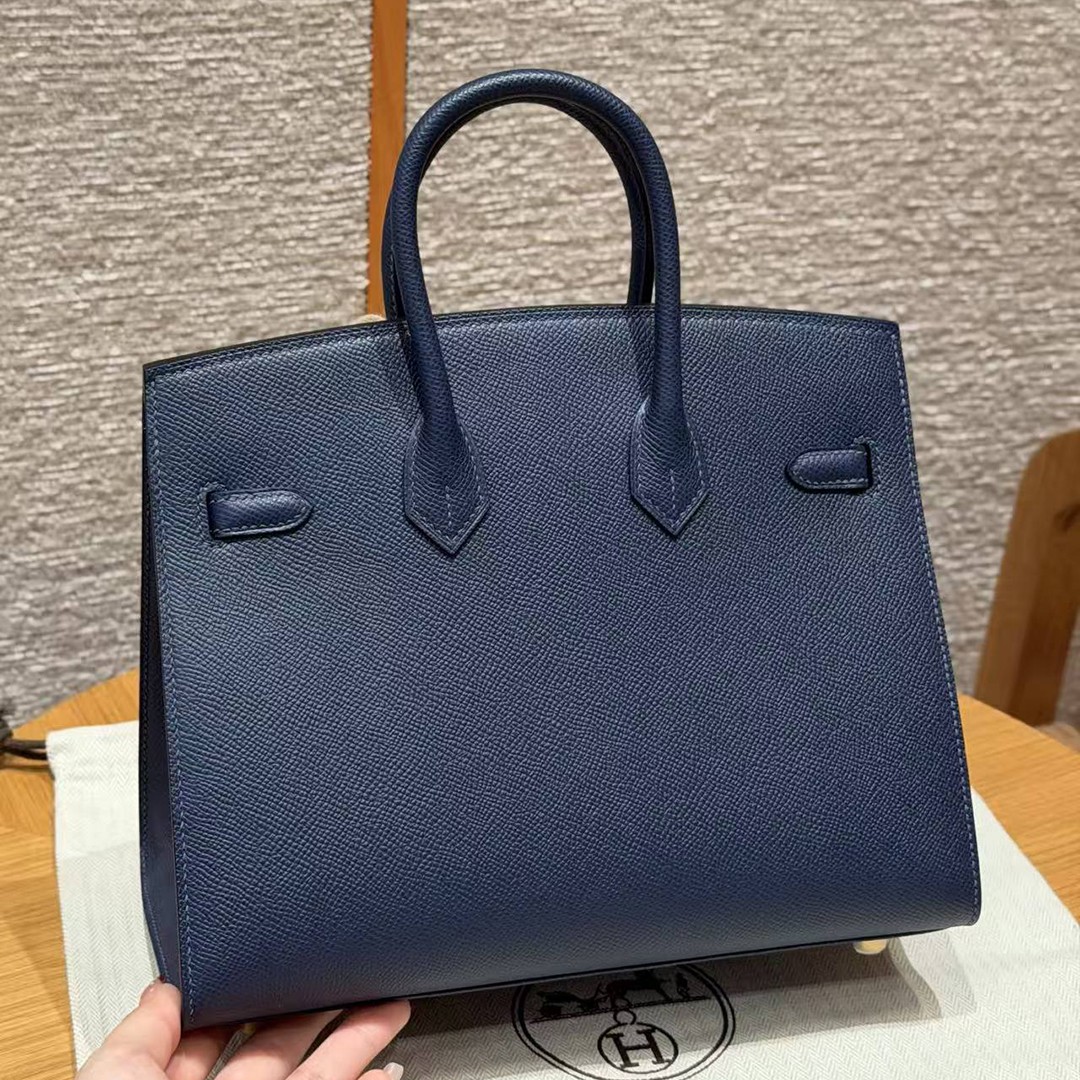 Hermes Birkin 25 Bag Handmade In Epsom Leather Gold Hardware 73 Blue Saphir - Image 2