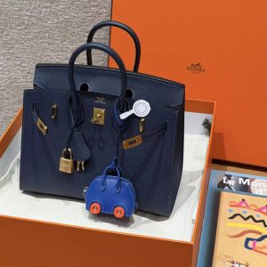 Hermes Birkin 25 Bag Handmade In Epsom Leather Gold Hardware 73 Blue Saphir - Image 12