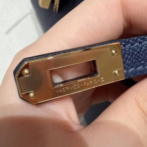 Hermes Birkin 25 Bag Handmade In Epsom Leather Gold Hardware 73 Blue Saphir - Image 10