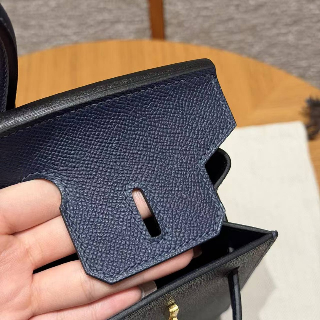 Hermes Birkin 25 Bag Handmade In Epsom Leather Gold Hardware 73 Blue Saphir - Image 6