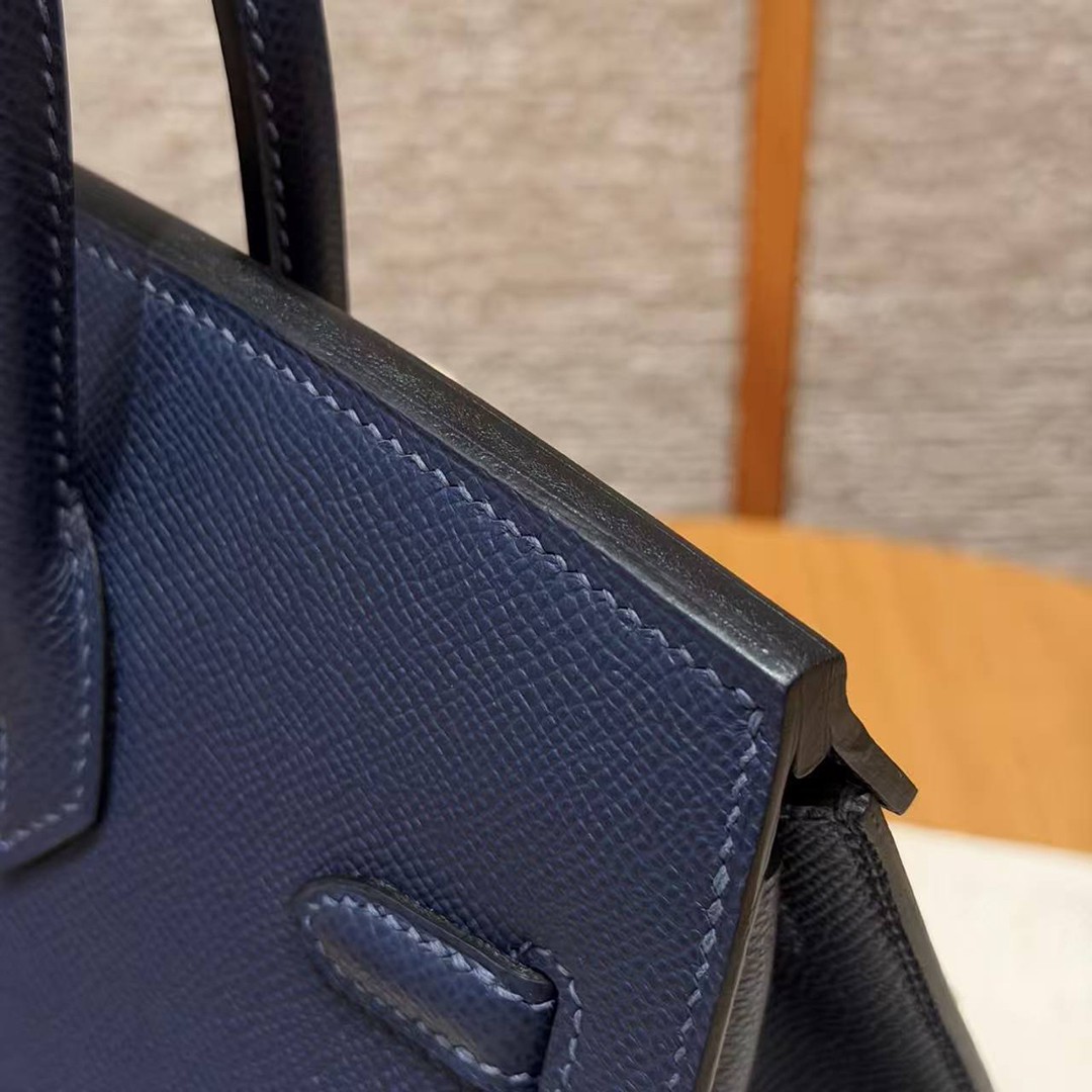 Hermes Birkin 25 Bag Handmade In Epsom Leather Gold Hardware 73 Blue Saphir - Image 3