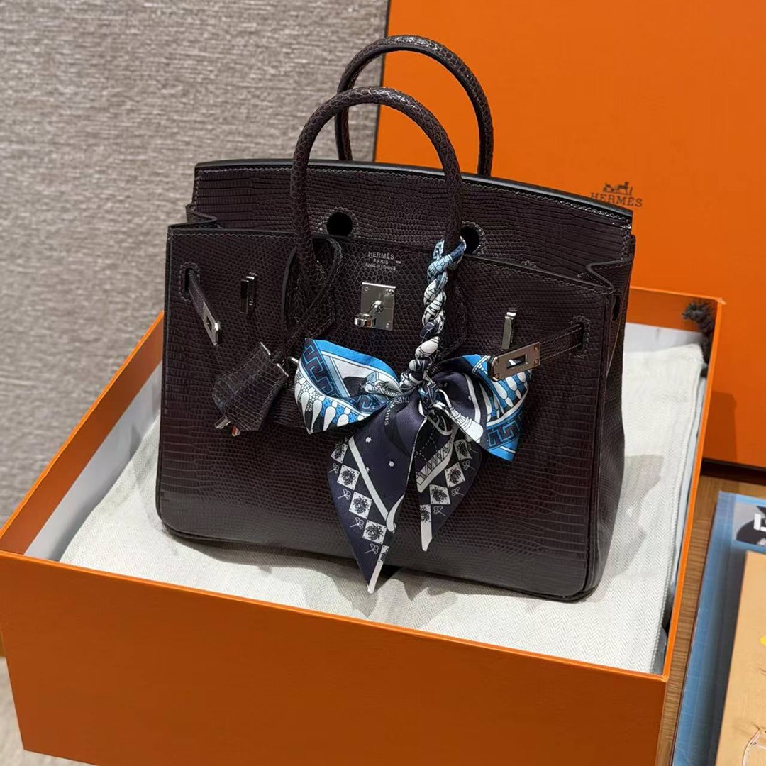 Hermès Birkin 25 Bag Handmade In Lizard Leather From South Africa Silver Hardware 46 Ebene - Image 11