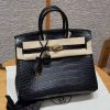 Hermès Birkin 25 Bag Handmade In Matte Alligator Leather Gold Hardware 89 Noir