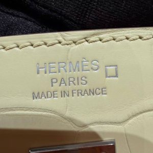 Hermès Birkin 25 Bag Handmade In Matte Alligator Leather Silver Hardware Y1 Vanille - Image 16