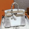 Hermès Birkin 25 Bag Handmade In Niloticus Leather Silver Hardware Himalaya