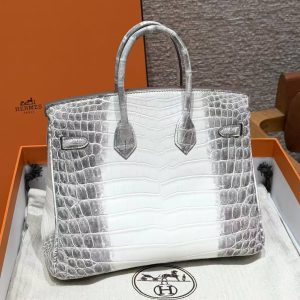 Alternative view of Hermès Birkin 25 Bag Handmade In Niloticus Leather Silver Hardware Himalaya