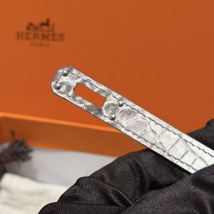 Hermès Birkin 25 Bag Handmade In Niloticus Leather Silver Hardware Himalaya - Image 15