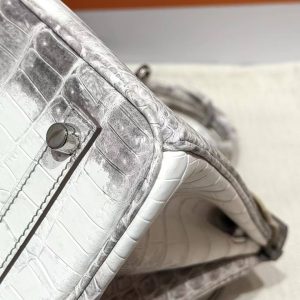 Hermès Birkin 25 Bag Handmade In Niloticus Leather Silver Hardware Himalaya - Image 7
