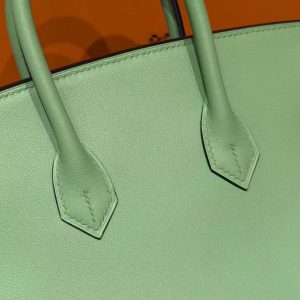 Hermes Birkin 25 Bag Handmade In Swift Calfskin Leather Gold Hardware 3I Vert Criquent - Image 4