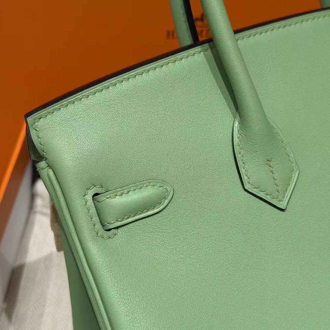 Hermes Birkin 25 Bag Handmade In Swift Calfskin Leather Gold Hardware 3I Vert Criquent - Image 3