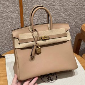 Alternative view of Hermes Birkin 25 Bag Handmade In Swift Calfskin Leather Silver Hardware 0M Chai