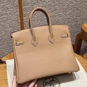 Hermes Birkin 25 Bag Handmade In Swift Calfskin Leather Silver Hardware 0M Chai - Image 19