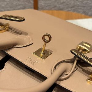 Hermes Birkin 25 Bag Handmade In Swift Calfskin Leather Silver Hardware 0M Chai - Image 14
