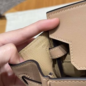 Hermes Birkin 25 Bag Handmade In Swift Calfskin Leather Silver Hardware 0M Chai - Image 13