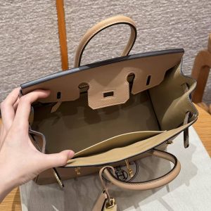 Hermes Birkin 25 Bag Handmade In Swift Calfskin Leather Silver Hardware 0M Chai - Image 11