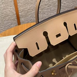 Hermes Birkin 25 Bag Handmade In Swift Calfskin Leather Silver Hardware 0M Chai - Image 10