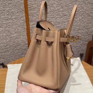 Hermes Birkin 25 Bag Handmade In Swift Calfskin Leather Silver Hardware 0M Chai - Image 9