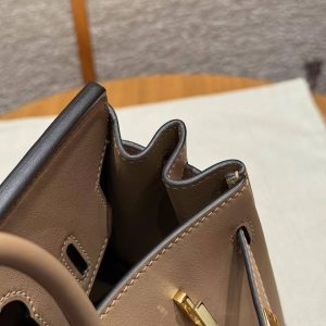 Hermes Birkin 25 Bag Handmade In Swift Calfskin Leather Silver Hardware 0M Chai - Image 8