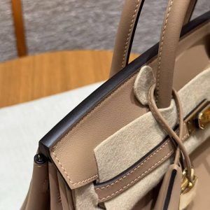 Hermes Birkin 25 Bag Handmade In Swift Calfskin Leather Silver Hardware 0M Chai - Image 5