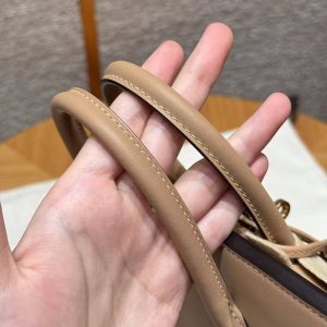 Hermes Birkin 25 Bag Handmade In Swift Calfskin Leather Silver Hardware 0M Chai - Image 3