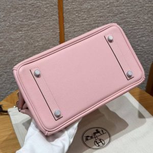Hermès Birkin 25 Bag Handmade In Swift Calfskin Leather Silver Hardware 3Q Rose Sakura - Image 15