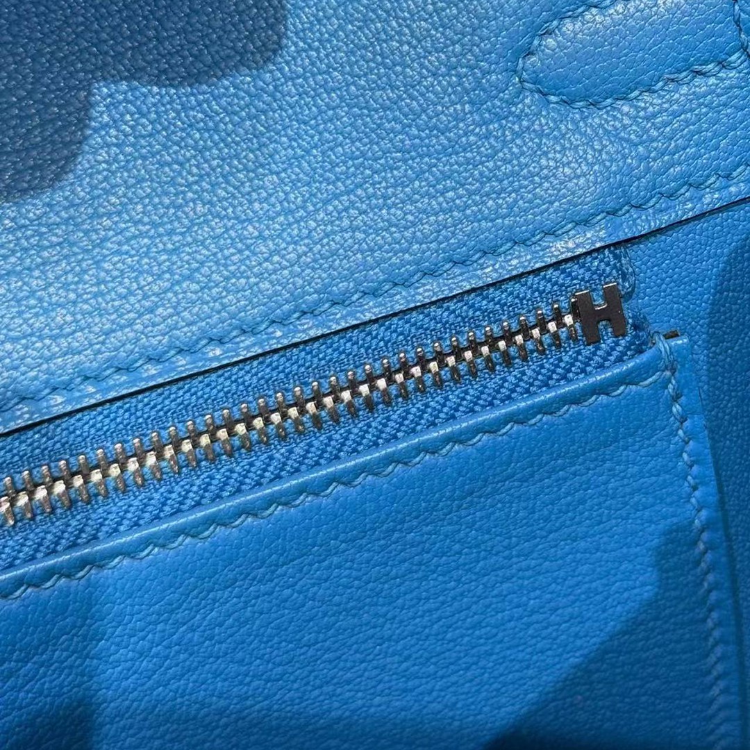 Hermes Birkin 25 Bag Handmade In Swift Calfskin Leather Silver Hardware B3 Blue Zanzibar - Image 10