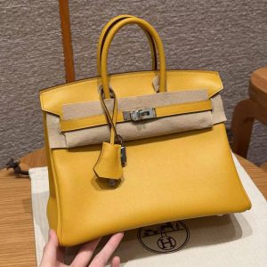 Hermès Birkin 25 Bag Handmade In Swift Calfskin Leather Silver Hardware T2 June Mango - Image 2