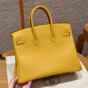 Hermès Birkin 25 Bag Handmade In Swift Calfskin Leather Silver Hardware T2 June Mango - Image 20