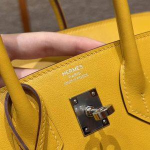 Hermès Birkin 25 Bag Handmade In Swift Calfskin Leather Silver Hardware T2 June Mango - Image 15