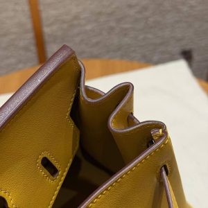 Hermès Birkin 25 Bag Handmade In Swift Calfskin Leather Silver Hardware T2 June Mango - Image 6