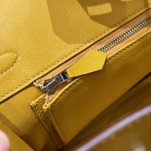 Hermès Birkin 25 Bag Handmade In Swift Calfskin Leather Silver Hardware T2 June Mango - Image 5