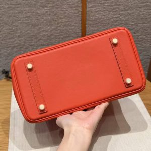 Hermès Birkin 25 Bag Handmade In Swift Leather Gold Hardware 9J Feu - Image 18