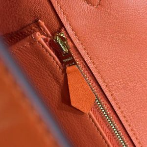 Hermès Birkin 25 Bag Handmade In Swift Leather Gold Hardware 9J Feu - Image 10